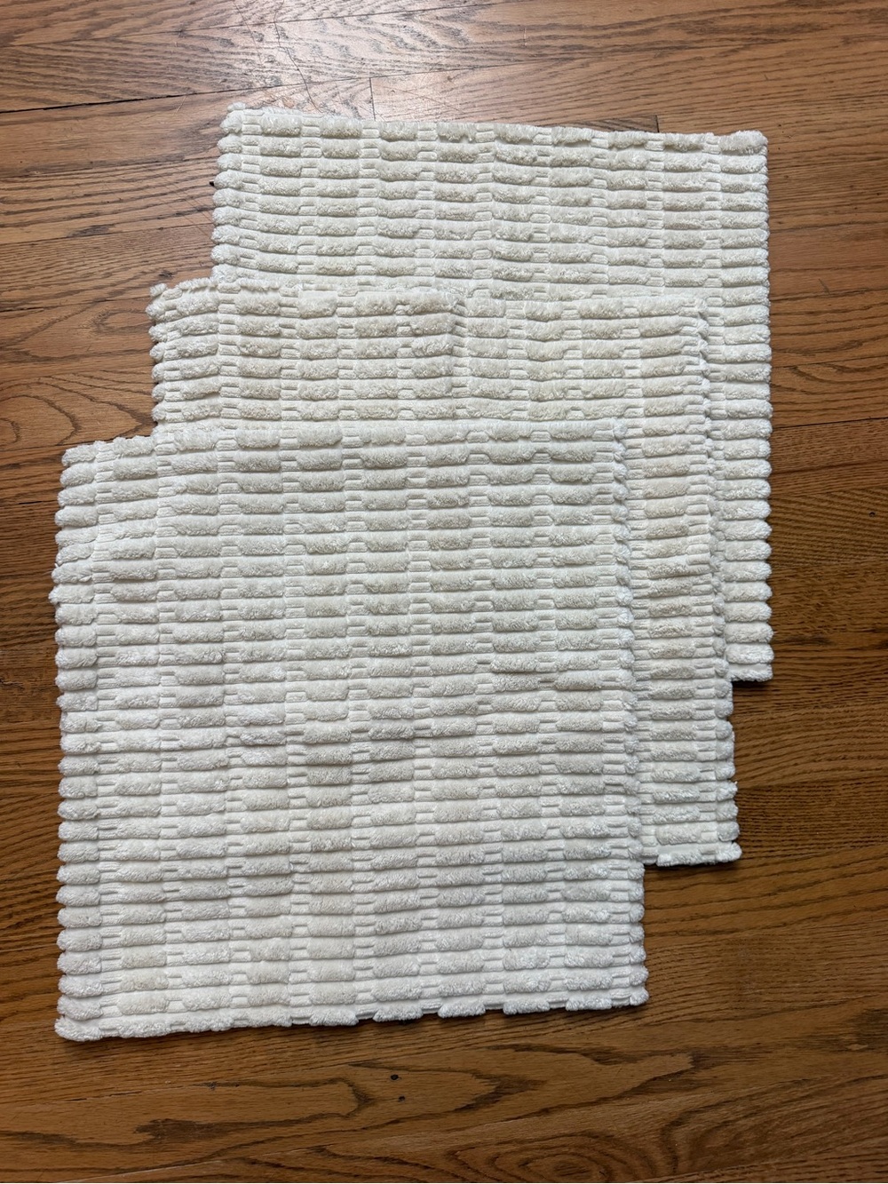 Set of 3 Cream Chenille Textured Throw Pillow Covers 19x19 Zip